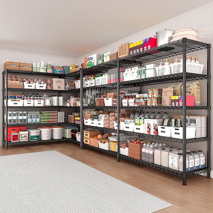 REIBII 73''W Storage Shelves Load 1650 LBS Metal Shelving 5-Tier Adjustable Heavy Duty Metal Shelves Wire Shelving Unit for Wire Shelf for Industrial Garage Pantry Kitchen,17.7"D x 73"W x 71"H, 2PCS