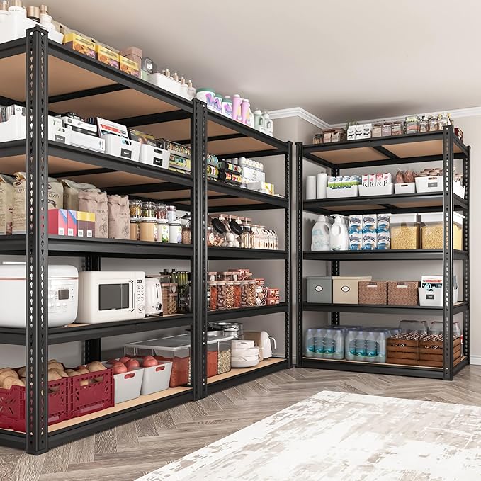 2050LBS Storage Shelves Heavy Duty 5 Tier Garage Storage Shelving, Adjustable Metal Shelving Unit Utility Rack Shelf for Warehouse, Pantry, Closet, Kitchen 72" H x 35.56" W x 16" D, Black