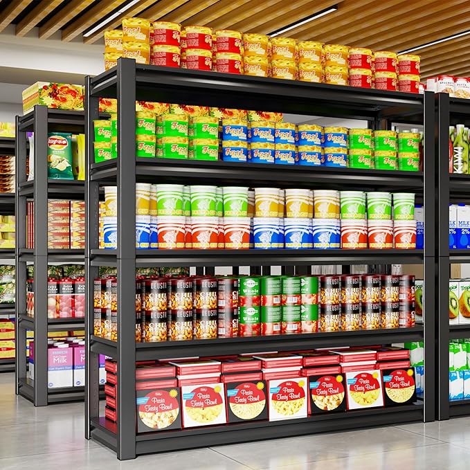 59" W Storage Shelves 2500LBS Garage Shelving Heavy Duty 5 Tier Adjustable Shelving Unit Metal Storage Rack for Basement, Pantry, Kitchen, Warehouse 19.7" D x 59" W x 72" H