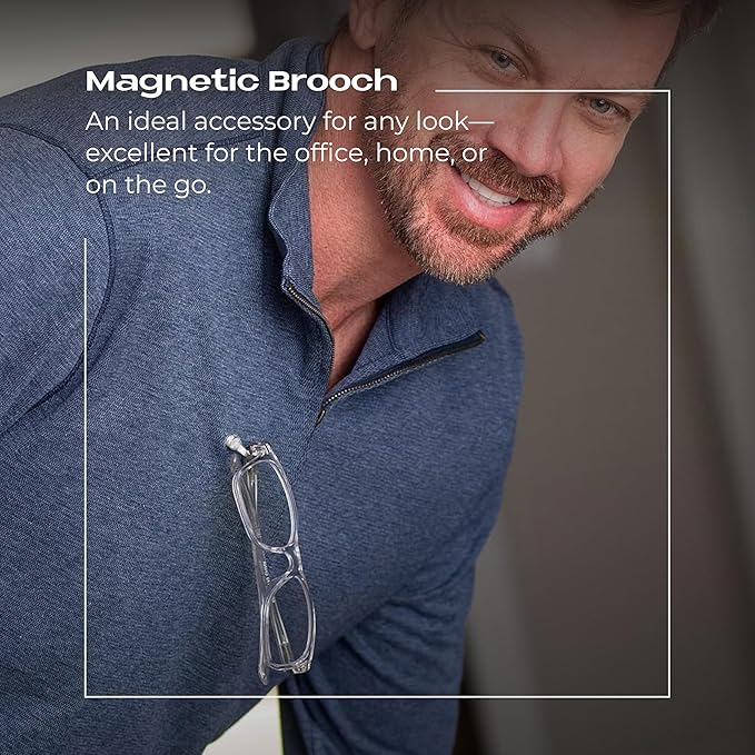 Readerest Magnetic Glasses Holder (3 Pack), Magnet Clip for Readers, Sunglasses & Work Badges for Men & Women, USA Made