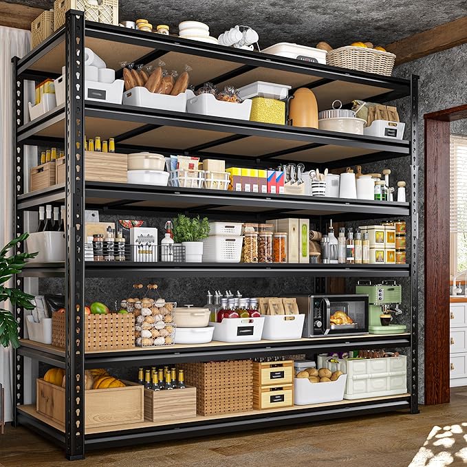83.8"H Garage Shelving 59.8"W Metal Shelving 3000LBS Storage Shelves Heavy Duty Garage Shelves Adjustable 6 Tier Metal Shelf for Basement Warehouse Pantry Supermarket 59.8"W x 24"D x 83.8"H