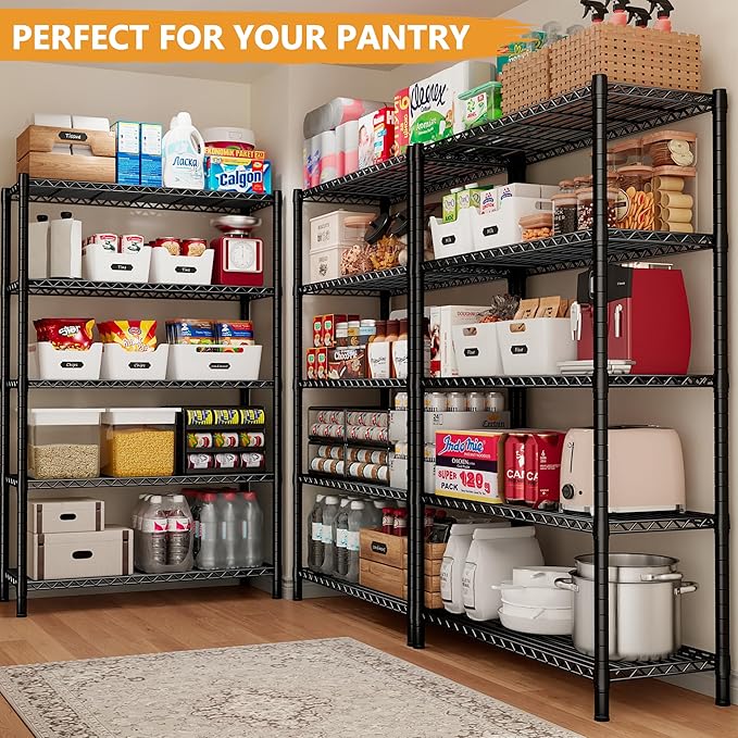 REIBII 5 Shelf Metal Shelving 72''H Storage Shelves Steel Wire Shelving for Storage Adjustable Garage Shelving Heavy Duty Shelves Storage Rack Pantry Shelves Kitchen Office Shelf,72''H X36''W X14''D