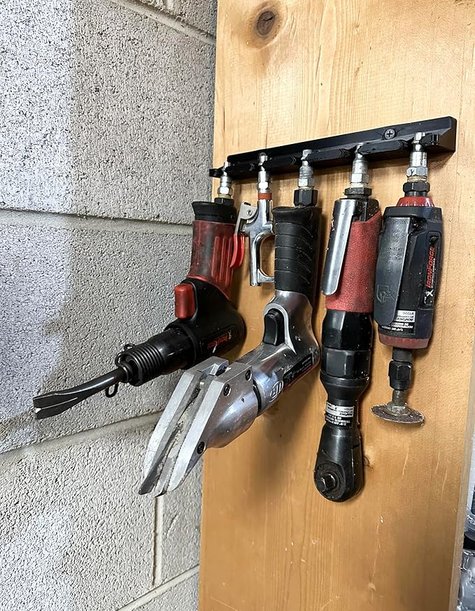 Five Slot Air Tool Holder/Wall Mount Storage for Garage and Workshop Organization