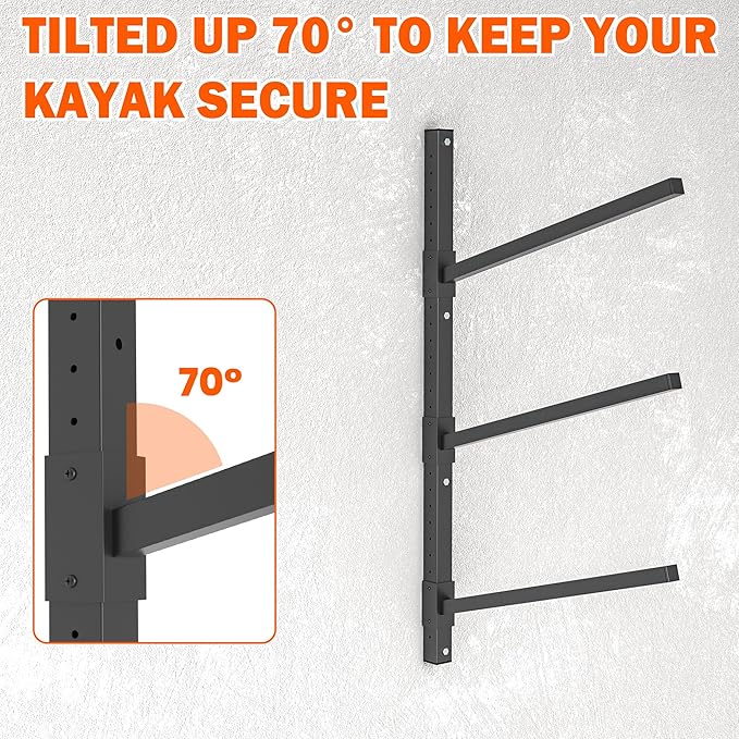 Ultrawall Kayak Storage Rack, Adjustable Wall Mounted Kayak Holder for Garage, Heavy Duty Kayak Hanger for Canoe, Paddleboard, Indoor & Outdoor Use