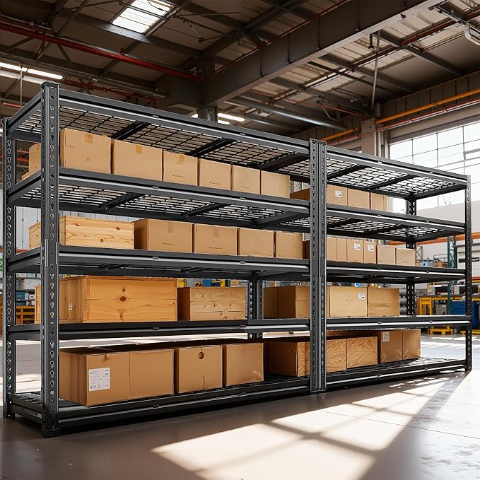 REIBII 3050LBS Garage Shelving Storage Shelves Heavy Duty 5-Tier Adjustable Matel Shelving Easy Assembly Storage Shelf for Garage Basement Warehouse Pantry, 48.2" W X 24.1" D X 72.2" H