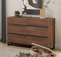 WAMPAT Dresser for Bedroom, Modern Wood Dresser with 6 Drawers, Chest of Drawers with Metal Base, Closet Organizers Storage for Living Room, Bedroom, Brown