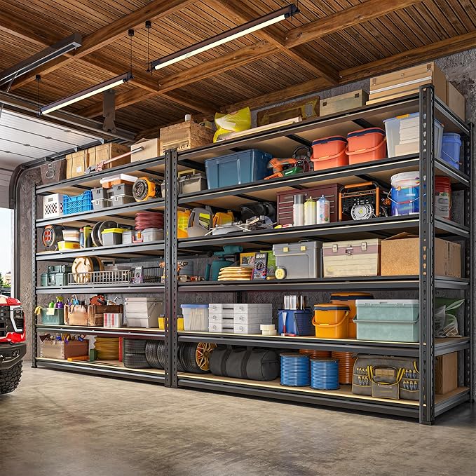 83.8"H Garage Shelving 59.8"W Metal Shelving 3000LBS Storage Shelves Heavy Duty Garage Shelves Adjustable 6 Tier Metal Shelf for Basement Warehouse Pantry Supermarket 59.8"W x 24"D x 83.8"H