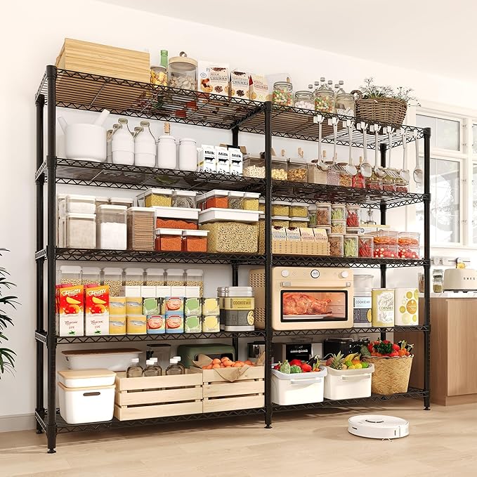 Garvee Metal Storage Shelves Heavy Duty Metal Shelving, 5-tier Wire Shelving Unit Shelves for Storage, Adjustable Shelf Organization for Garage Pantry Kitchen Commercial Basement, 70.8"W*15.8"D*70.5"H