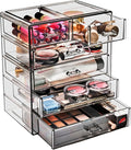 Sorbus Acrylic Makeup Organizer - Organization and Storage Case for Cosmetics Make Up & Jewelry - Big Clear Makeup Organizer for Vanity, Bathroom, College Dorm, Closet, Desk (4 Large, 2 Small Drawers)