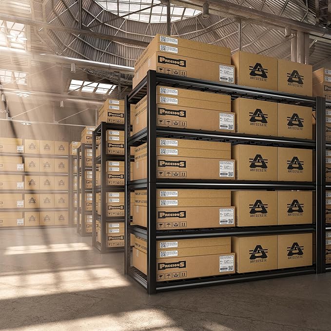 REIBII 48.2'' W Garage Shelving, 3010LBS Storage Shelves Heavy Duty, 5 Tier Adjustable Metal Shelving Unit for Warehouse, Garage, Basement, 48.2" W x 24.5" D x 72" H