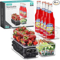 Sorbus Stackable Refrigerator Organizer Bins - Clear Storage Bins for Kitchen Pantry, Freezer & Fridge Organization - Food Organizing Plastic Containers with Handles for Countertops & Drawers (4 Pack)
