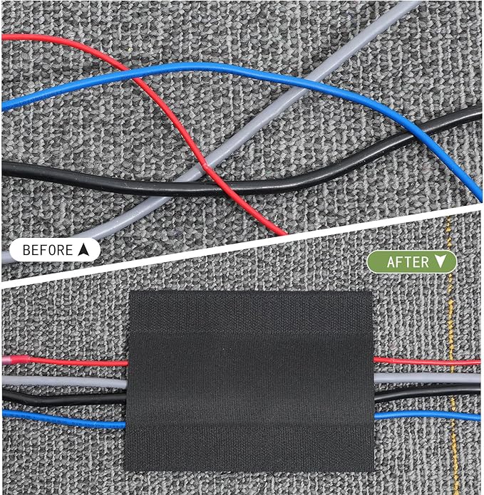 WILLBOND Carpet Cord Cover Cable Protector Floor Cover Cable Protector Management Only for Commercial Office Carpet(196.85 ft,Black)