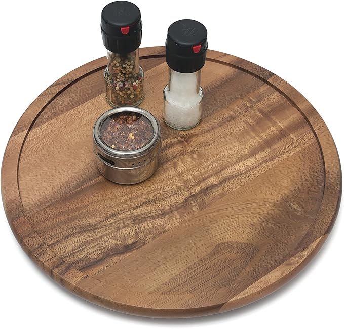 Lipper International Acacia Wood 14" Kitchen Turntable (Pack of 4)