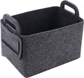 Minoisome Storage Basket Felt Storage Bin Collapsible& Convenient Box Organizer with Carry Handles for Office Bedroom Closet Babies Nursery Toys Laundry (Dark grey, 15.7inch（L）×11inch（W）×10inch（H）)