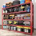 FLEXIMOUNTS 60" W Garage Shelving, 5 Tier Storage Shelves Load 1500LBS, Adjustable Garage Shelving Heavy Duty, Metal Shelves Unit for Basement, Warehouse, 60" W x 72" H x 24" D, Red