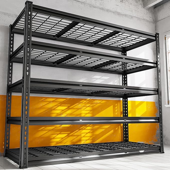 REIBII 3050LBS Garage Shelving Storage Shelves Heavy Duty 5-Tier Adjustable Matel Shelving Easy Assembly Storage Shelf for Garage Basement Warehouse Pantry, 48.2" W X 24.1" D X 72.2" H