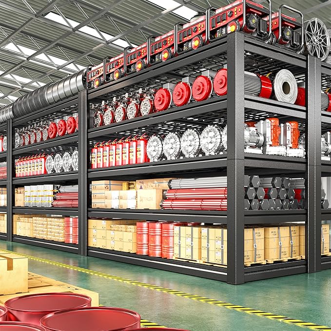 55.1" W Metal Shelving 5 Tier Garage Shelving 3050LBS Storage Shelves Adjustable Garage Shelves Industrial Metal Shelf for Basement Warehouse Shop Supermarket 55.1" W x 25.8" D x 78.1" H