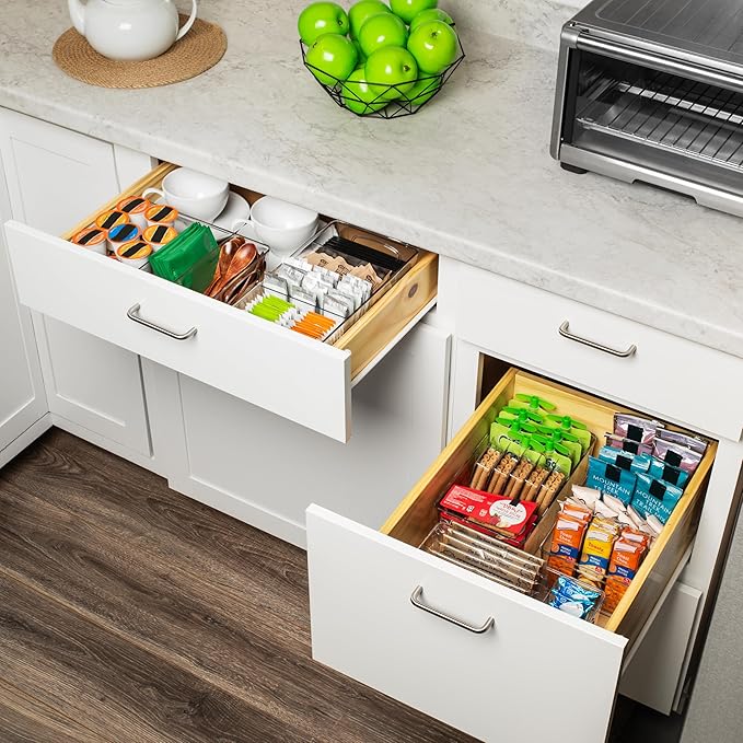 ClearSpace Pantry Organizers and Storage with Removable Dividers – Pantry Organization and Storage Bins or Kitchen and Fridge Organizer – Refrigerator Organizer Bins, Snack Organizers (2 Pack)