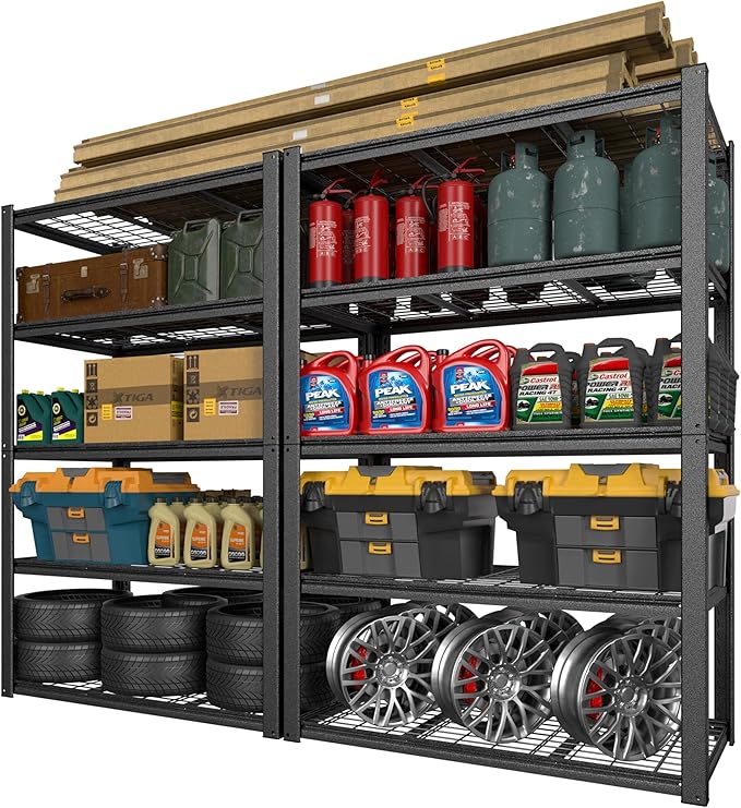 BlueWish Heavy Duty Adjustable Shelves, 24’’x48’’x72’’ Tool Utility Shelves Metal Garage Shelving Unit, 5-Tier Utility Storage Organizer Racks 3000LBS Utility Racks for Industrial
