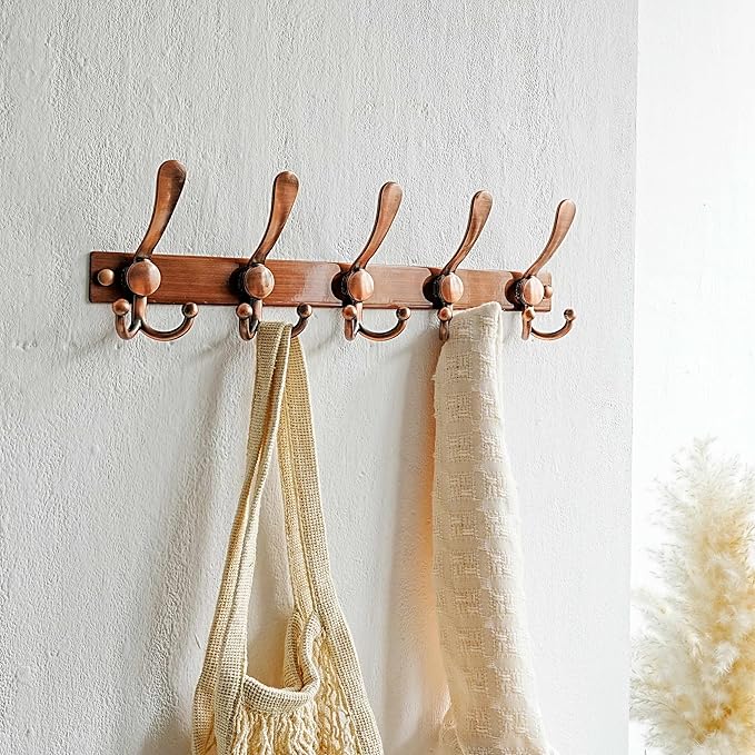 Dseap Coat Rack Wall Mount 2.0 Pro: Heavy Duty 300% Thicker, 16" Stud Mount, Stainless Steel Wall Coat Hooks Hanger for Clothes Jackets Hats Entryway Closet, MaxStrong Series, Antique Copper