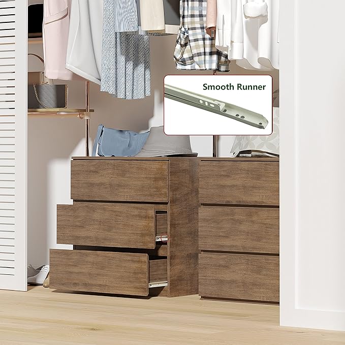 woodtalks 3 Drawer Dresser, Wood Chest Drawers with Storage for Closet, Bedroom, Living Room and Hallway, Drawers Dresser Bedside Nightstand, Walnut, Brown