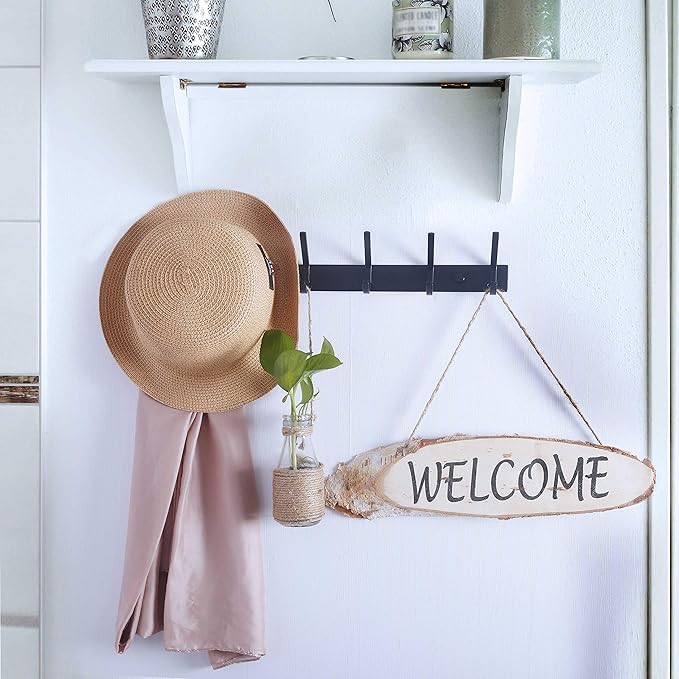 WEBI Coat Rack Wall Mounted,5 Coat Hooks for Hanging Coats,Heavy Duty Metal Double Hook Rack Hook Rail Wall Coat Rack with Hooks Coat Hanger Wall Mount for Clothes Entryway Jacket,Black
