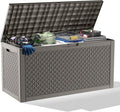 New 100 Gallon Outdoor Storage Box, Resin Deck Boxes Waterproof, Indoor Outdoor Bin for Package Delivery, Patio Cushions, Gardening Tools, Lockable, UV Resistant
