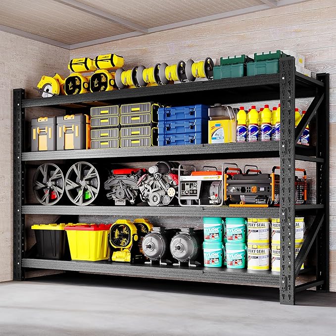 71" W Storage Shelves 5000lbs Garage Metal Shelving Heavy Duty Garage Shelves Adjustable Storage Shelves for Industrial, Factory,71" W X 24" D X 69" H