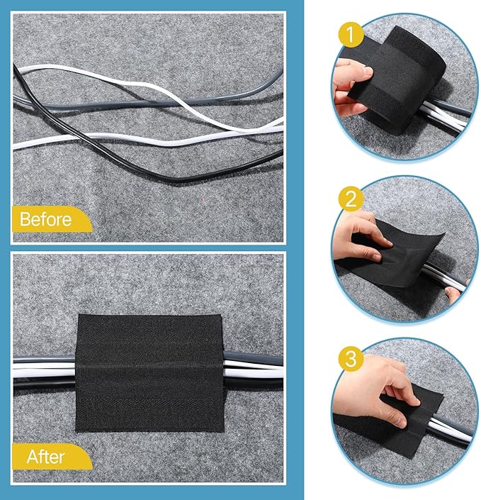 WILLBOND Carpet Cord Cover Cable Protector Floor Cover Cable Protector Management Only for Commercial Office Carpet(295.28 ft,Black)