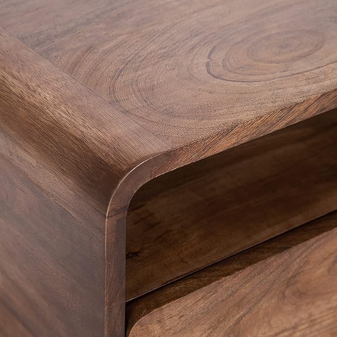 Kate and Laurel Kato Modern Wood Floating Side Table with Drawer; 18 x 10 x 9; Walnut Brown; Contemporary Wooden Floating Nightstand for Bedroom Bedside Table