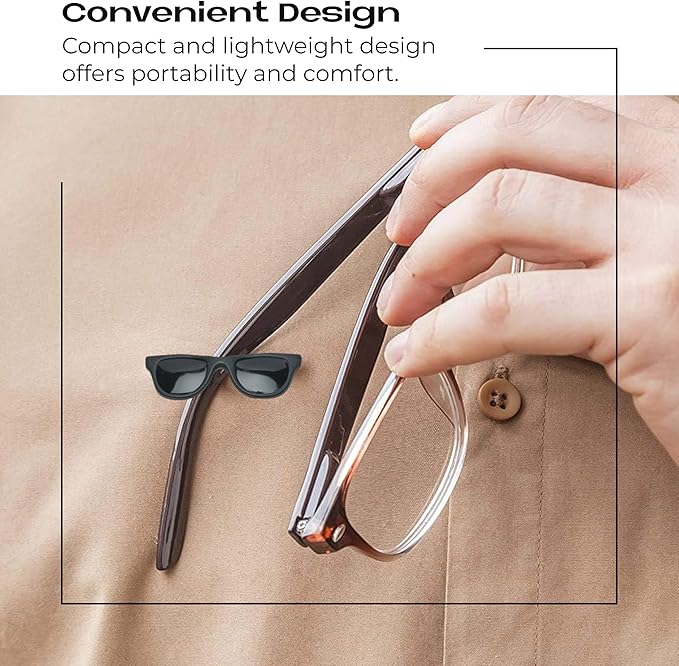 Readerest Magnetic Eyeglass Holders, Eyewear Accessory for Readers, Sunglasses, ID & Work Badges, Gift for Dad & Grandpa, USA Made (Black Shades)