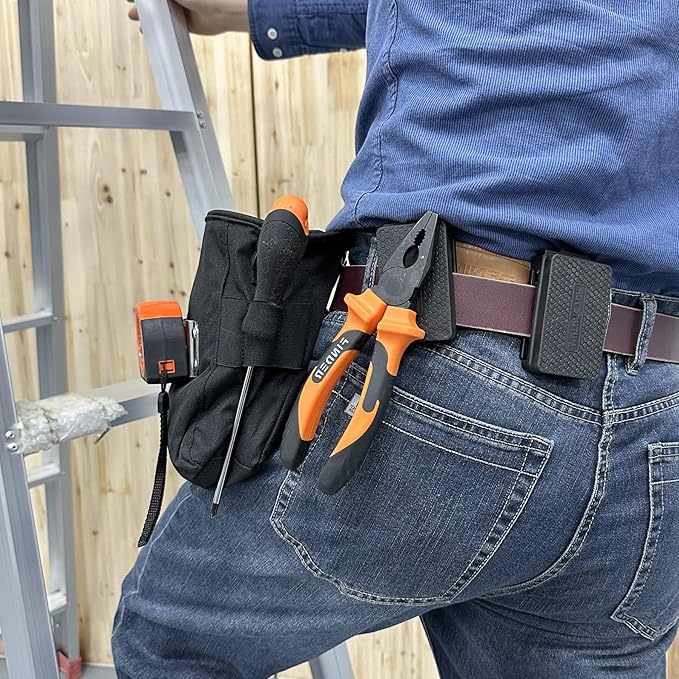 MUTUACTOR 1 PCS Magnetic Tool Belt Clip,Anti-Slip Heavy-Duty Magnetic Mount Tool Belt Holster,Quickly Access Rubber Coated Magnet Belt Clip for Organizing Screwdrivers Hammers Wrenchs