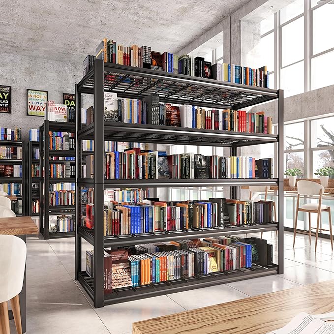REIBII 48.2''W Garage Shelving Heavy Duty Metal Shelving 3000LBS Storage Shelves Adjustable Metal Shelves 5 Tier Garage Shelf for Basement Pantry Warehouse Supermarket 48.2" W x 24.2" D x 72.2" H