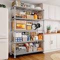 REIBII 5 Tier Metal Shelving Storage Shelves,71''H Adjustable Garage Shelving Unit and Storage,Wire Shelves Pantry Shelves for Kitchen Restaurant Warehouse Office,71H X 35.5W X 14D,Chrome