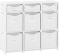 9 Cube Closet Organizers And Storage | Includes All Storage Cube Bins | Easy To Assemble Closet Storage Unit With Drawers | Room Organizer For Clothes, Baby Closet Bedroom, Playroom, Dorm (White Grey)