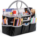 Jjring Craft and Art Organizer Tote Bag - 600D Silver Nylon Fabric Art Caddy with Pockets - for Art, Craft, Sewing, Medical, and Office Supplies Storage