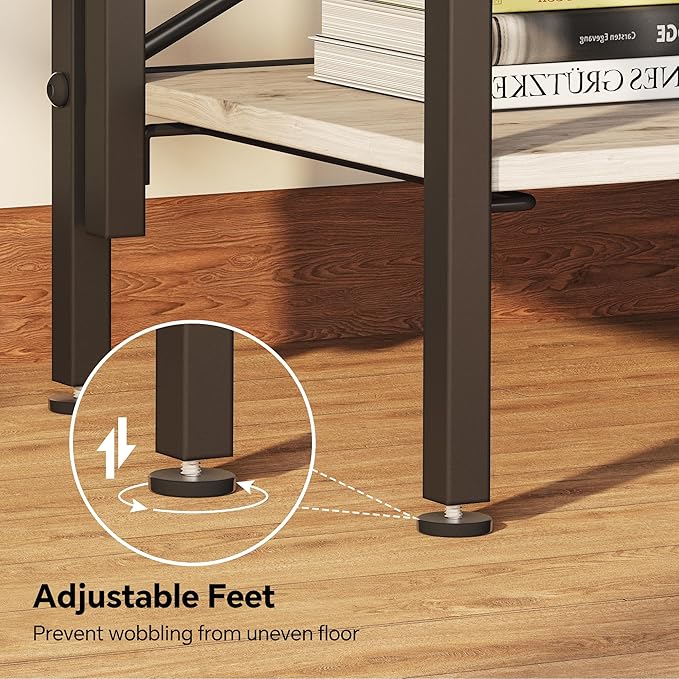 Homeiju Folding Bookshelf,4 Tier Bookcase Foldable Shelf with X-Bracket Design, Adjustable Feet, Space Saving Storage for Living Room, Office, Brownish