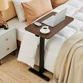 Overbed Table with Hidden Wheels, Height Adjustable Medical Bed Table Hospital Bedside Table, 28" W x 16" D Rolling Laptop Standing Desk for Home & Office, Walnut Brown