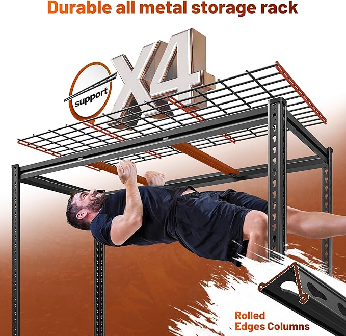REIBII 48" W Garage Shelving 3000LBS Metal Shelving Heavy Duty Storage Shelves Adjustable Metal Shelf 5 Tier Pantry Shelves for Warehouse Garage Basement Pantry 48" W x 24" D x 72" H