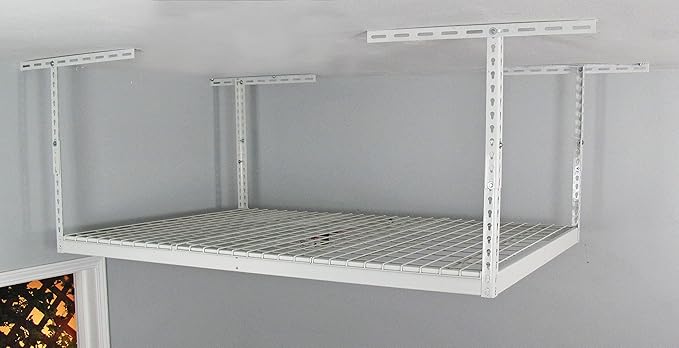 SafeRacks 4x6 Overhead Garage Storage Rack - Heavy Duty Steel Ceiling Mount Storage Shelves with 500 lb Capacity - Adjustable, Garage Overhead Storage, 12"-24" 2 Pack