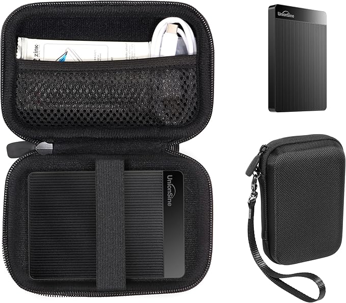 Getgear Portable Case Compatible with UnionSine Ultra Slim Portable External Hard Drive 1TB, 4TB, 750GB and All Others (Black)