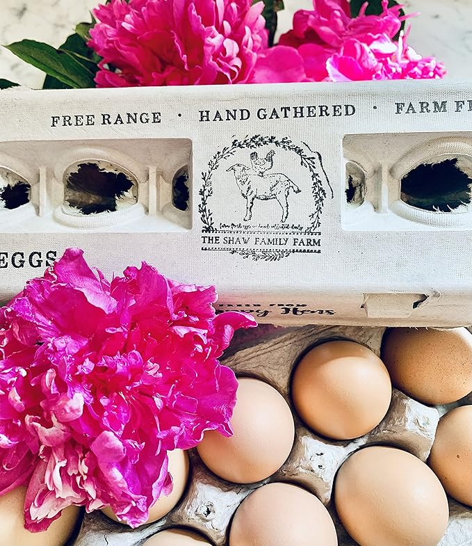 Egg Cartons- Adorable Printed Design for Farm Fresh Eggs, Recycled Paper Cardboard, Sturdy & Reusable, Holds up to XL Chicken Eggs (Blank Stamping, 250)