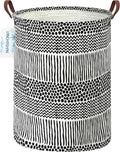 LANGYASHAN Laundry Basket Canvas Fabric Collapsible Organizer Basket for Storage Bin Toy Bins Gift Baskets Bedroom Clothes Children Nursery Hamper (Black line)
