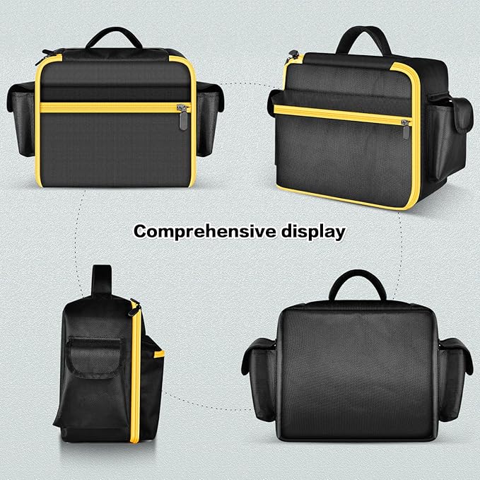 Air Compressor Bag Case Compatible with DEWALT 20V MAX Tire Inflator DCC020IB, Cordless Tools Storage Holder Organizer with Pocket for Battery Pack and Charging Kit -Inner Yellow (Box Only)
