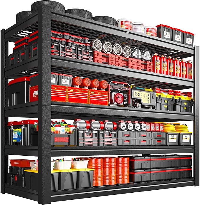 55.1" W Metal Shelving 5 Tier Garage Shelving 3050LBS Storage Shelves Adjustable Garage Shelves Industrial Metal Shelf for Basement Warehouse Shop Supermarket 55.1" W x 25.8" D x 78.1" H
