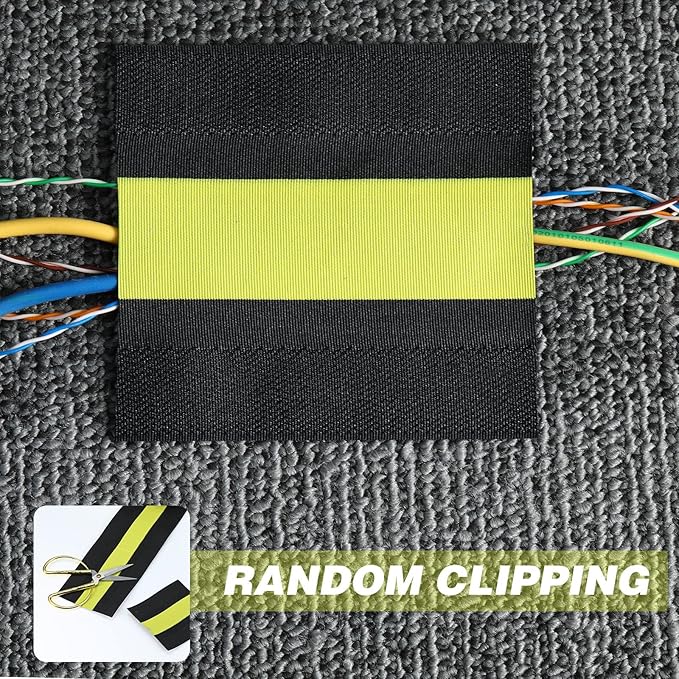 WILLBOND Carpet Cord Cover Cable Protector Floor Cover Cable Protector Management Only for Commercial Office Carpet(19.69 ft,Black and Yellow)