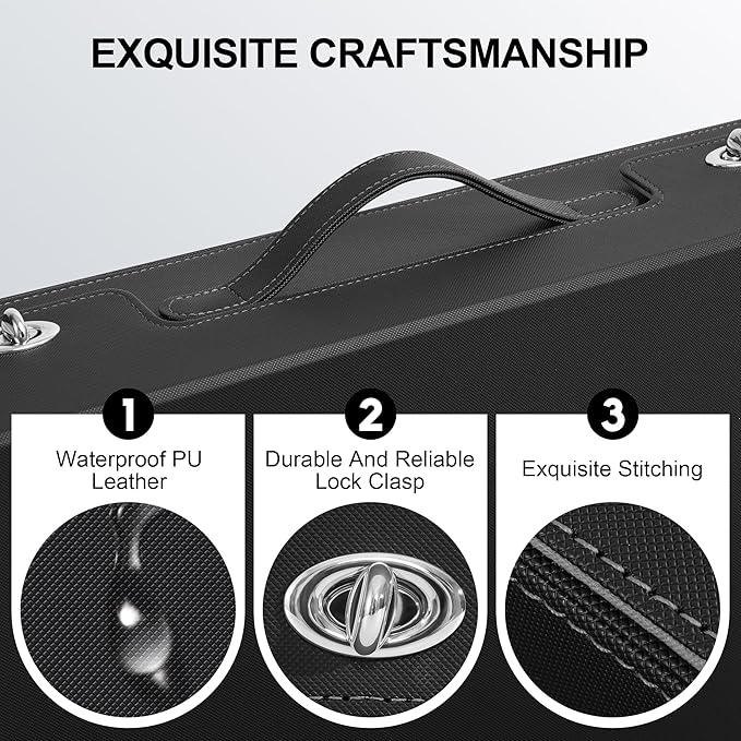 Trading Card Storage Box with Portable Handle, 3000+ MTG Storage Box with 4 Card Stoppers Commander Display Deck Box Card Case Top Loaders MTG TCG Sports Cards Commander Deck Box(Black&gray)