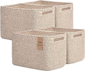 Storage Baskets for Organizing, 4 Pack Storage Baskets for Shelves, Woven Basket for Shelves, Closet Organization, Rectangle Organizer Basket Gifts Empty, 13"Lx8.7"Wx7.9"H Decorative Bins with Handles