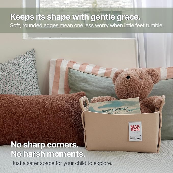 Collapsible Felt PURPLE Storage Bin Large 14.6"x9.4"x9.4" – Foldable Basket with Handles for Closet, Laundry Room Organization, Toy Storage, Decorative Storage Bins for Shelves, Nursery
