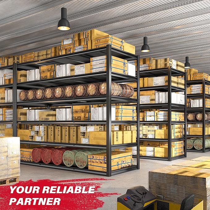 REIBII 84“H Garage Shelving Heavy Duty Storage Shelves 3500 LBS Adjustable Metal Shelving Uints and Storage for Garage, Warehouse, School, Commercial, Business, 60 "W x 84 "H x 24 "D, 2 Pack